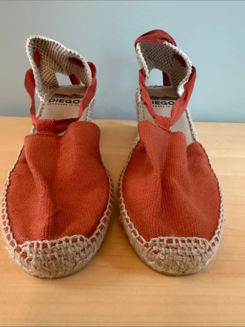 Diegos orange Wedge Lola Wrap Espadrilles Spain 40 (7.5)